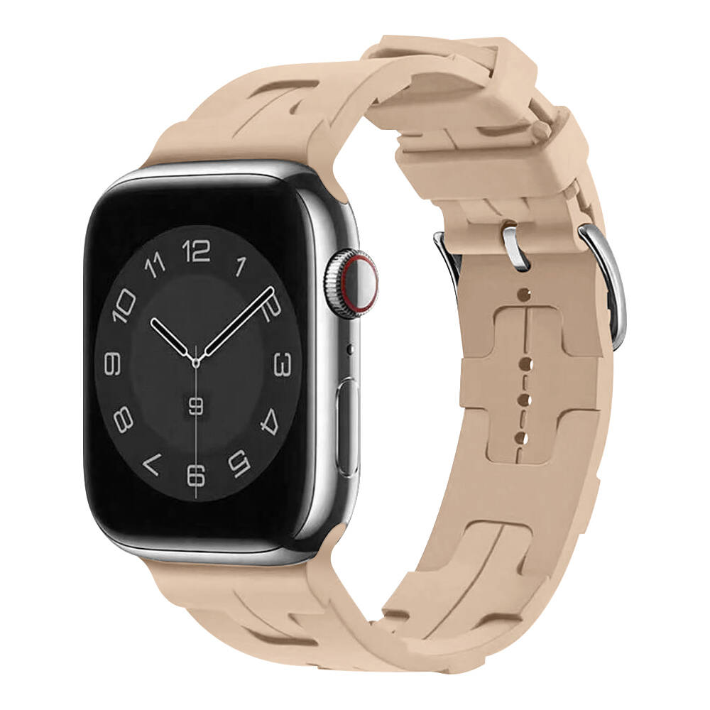 Apple Watch 7 45mm Uyumlu Kordon Silikon Yumuşak Esnek Metal Klipsli KRD-92 Kayış