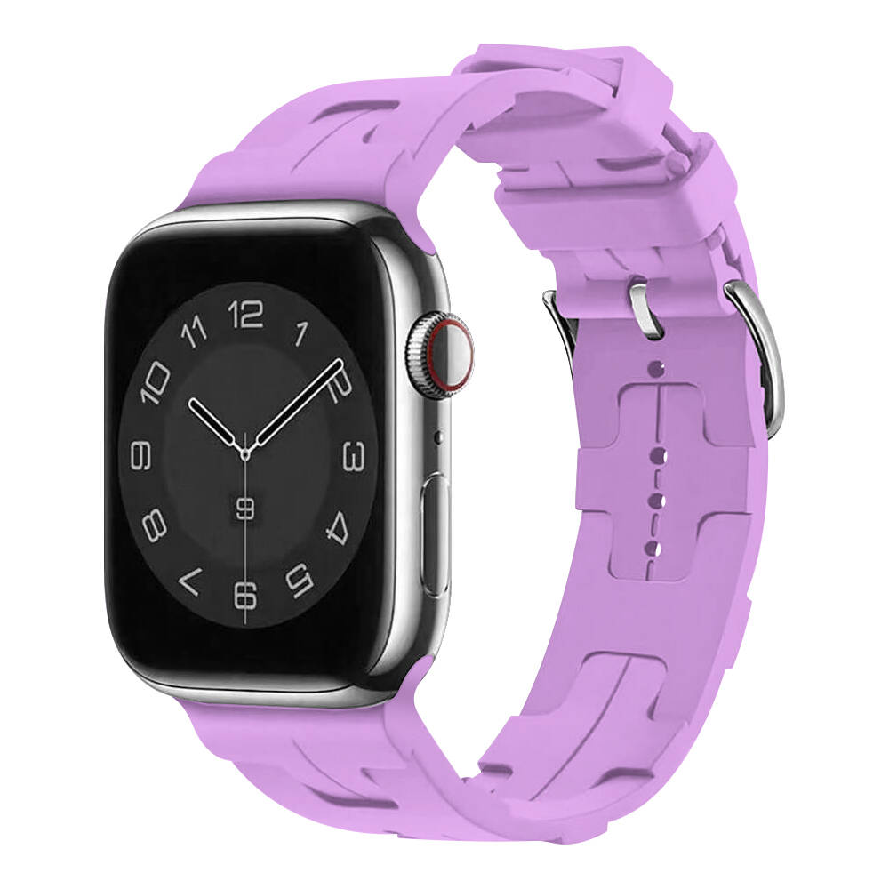 Apple Watch 7 45mm Uyumlu Kordon Silikon Yumuşak Esnek Metal Klipsli KRD-92 Kayış