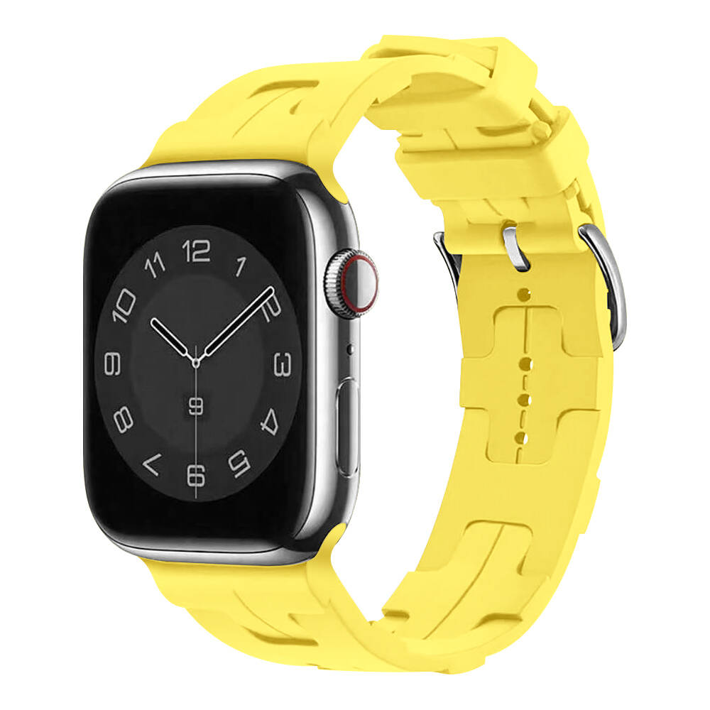 Apple Watch 7 45mm Uyumlu Kordon Silikon Yumuşak Esnek Metal Klipsli KRD-92 Kayış
