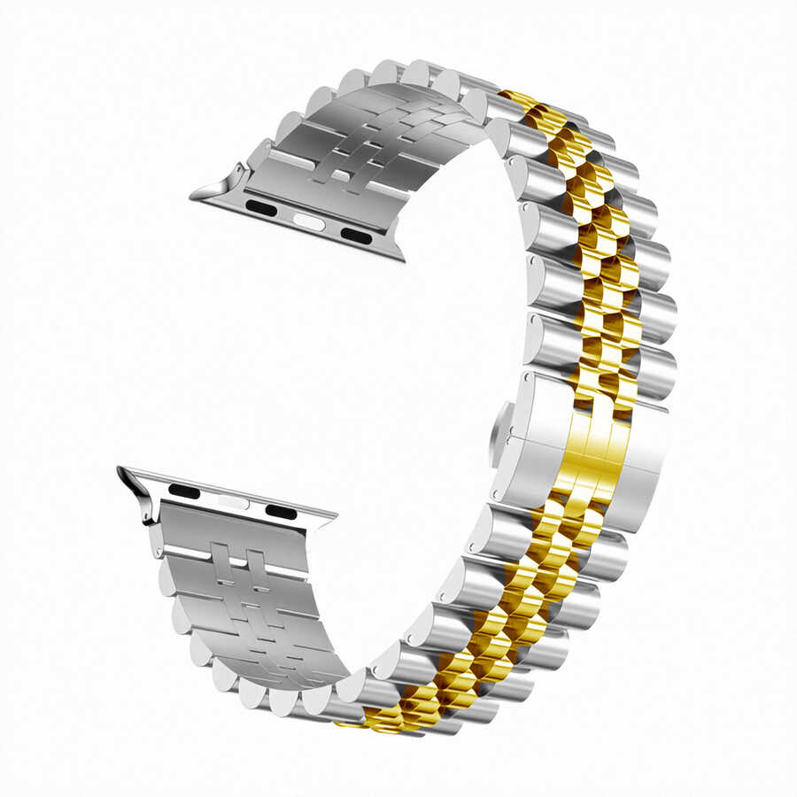 Apple Watch 38mm Uyumlu Kordon Paslanmaz Çelik Rolex Metal KRD-36 Kayış