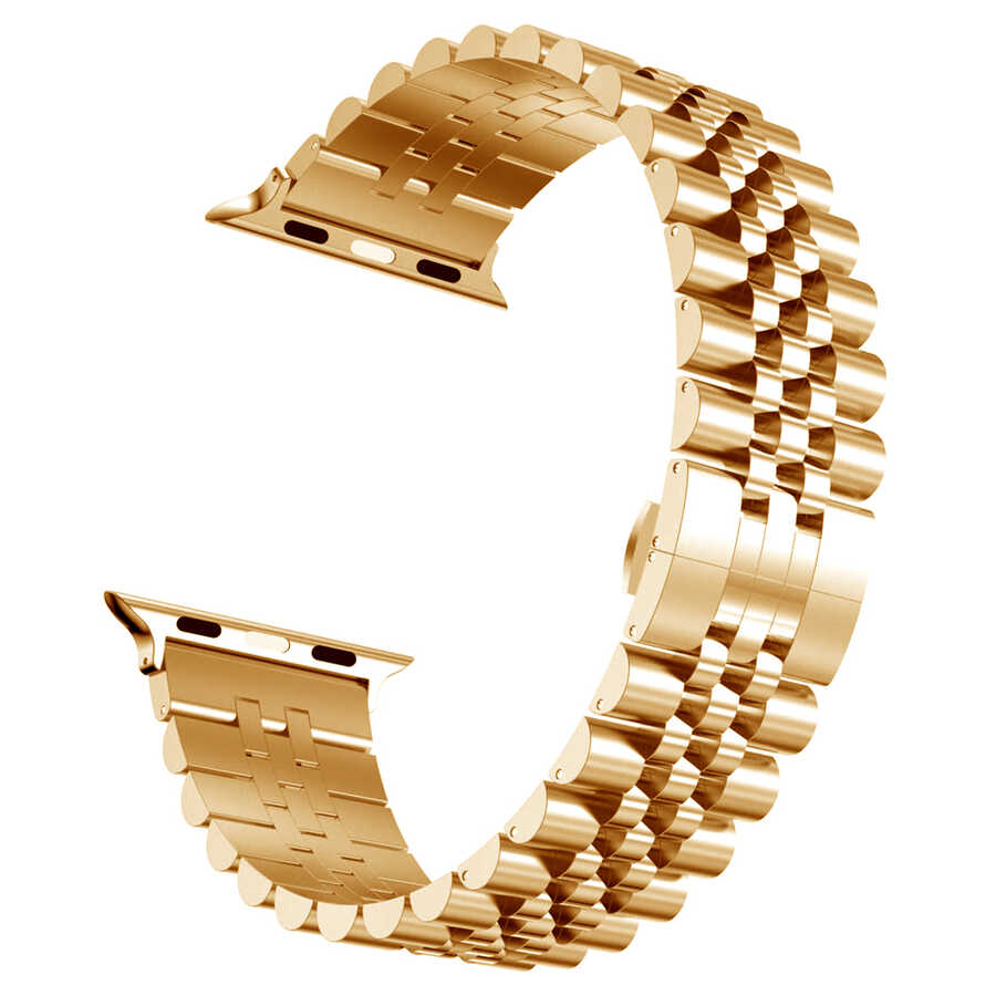 Apple Watch 38mm Uyumlu Kordon Paslanmaz Çelik Rolex Metal KRD-36 Kayış