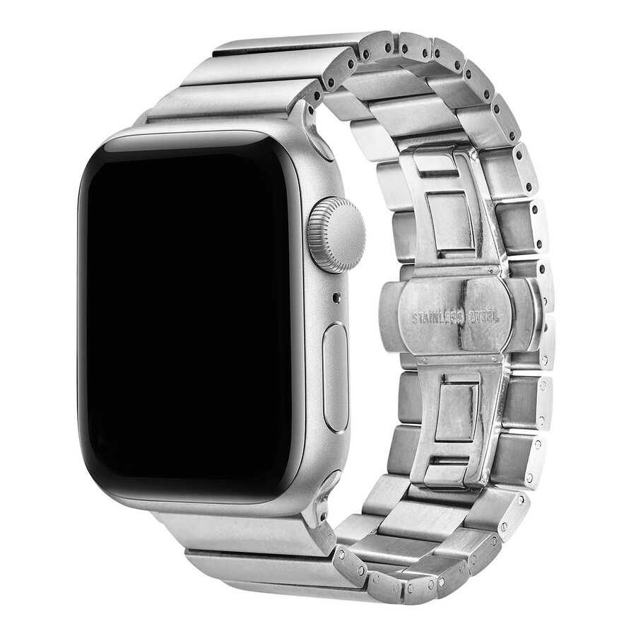 Apple Watch 44mm Uyumlu Kordon Metal Paslanmaz KRD-41 Kayış