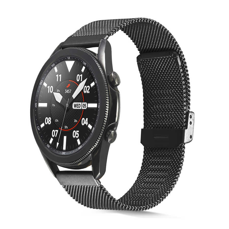 [RNZ-TA54785] Huawei GT2 46mm Uyumlu KRD-45 22mm Metal Kordon (Siyah)