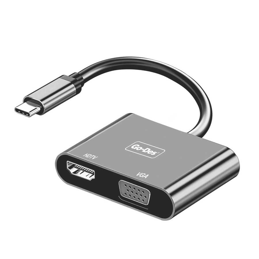 [RNZ-TA53492] Go Des GD-8280 Type-C To HDTV+VGA Dönüştürücü