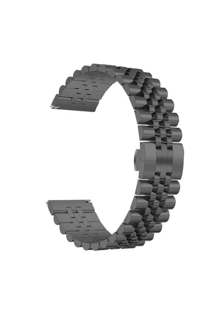 [RNZ-TA50561] Samsung Galaxy Watch 46mm Uyumlu 22mm Kordon Paslanmaz Çelik Rolex Metal KRD-36 Kayış (Siyah)