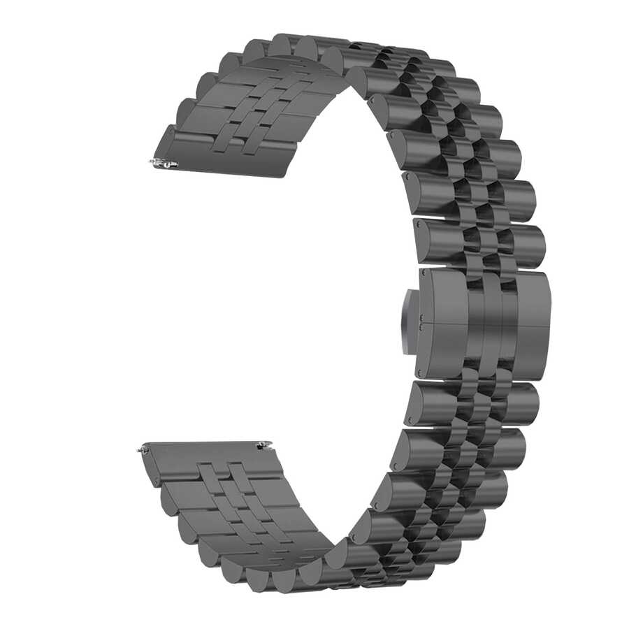 [RNZ-TA50569] Huawei Honor Magic 2 46mm 22mm Uyumlu Kordon Paslanmaz Çelik Rolex Metal KRD-36 Kayış (Siyah)