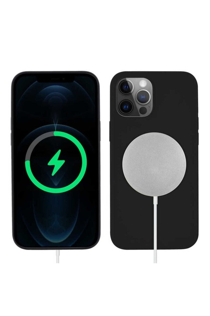 [RNZ-TA50738] Apple iPhone 12 Pro Max Uyumlu Kılıf Zore Silksafe Wireless Kapak (Siyah)