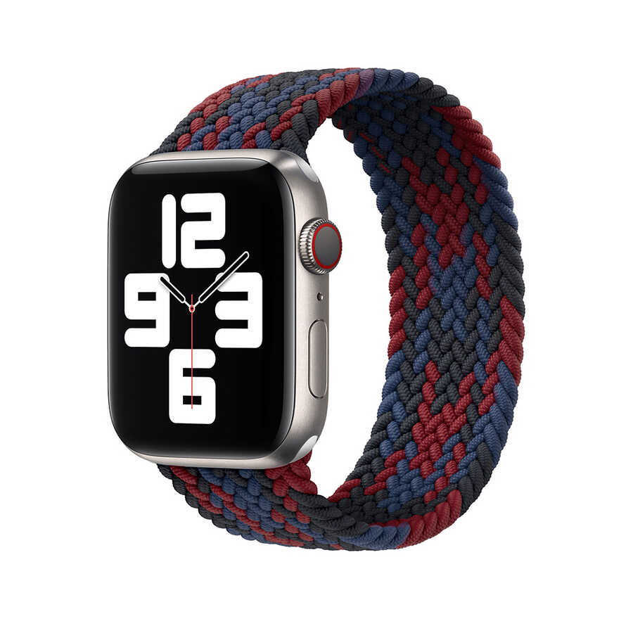 Apple Watch 38mm Uyumlu Wiwu Braided Solo Loop Contrast Color Small Kordon
