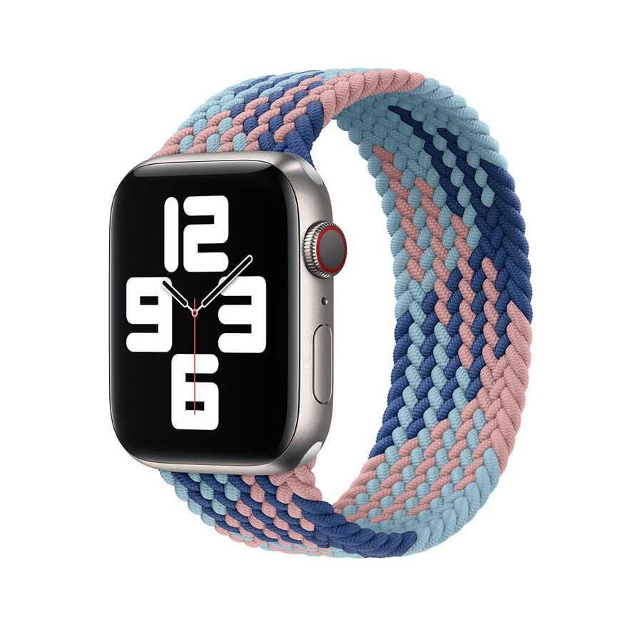 Apple Watch 38mm Uyumlu Wiwu Braided Solo Loop Contrast Color Small Kordon