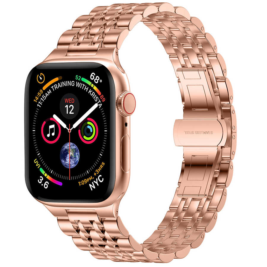 Apple Watch 38mm Uyumlu Wiwu Seven Beads Steel Belt Metal Kordon