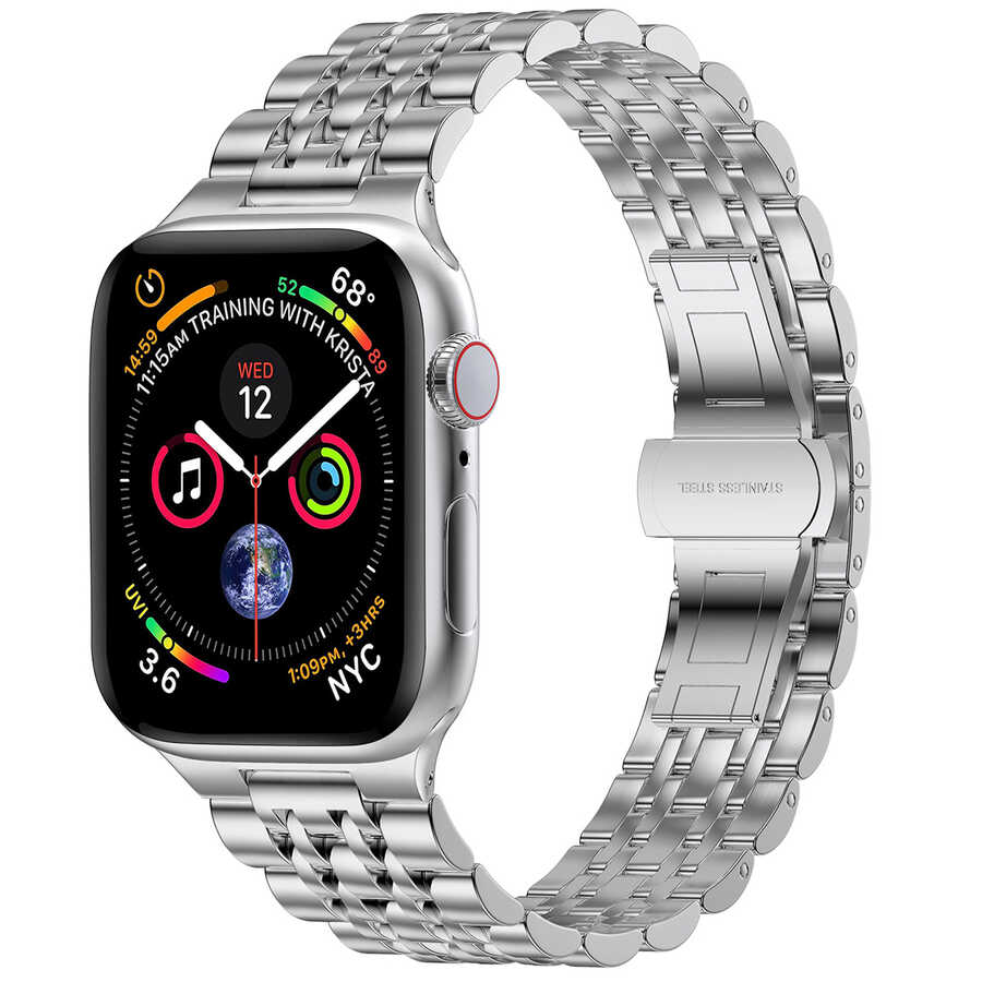 Apple Watch 38mm Uyumlu Wiwu Seven Beads Steel Belt Metal Kordon