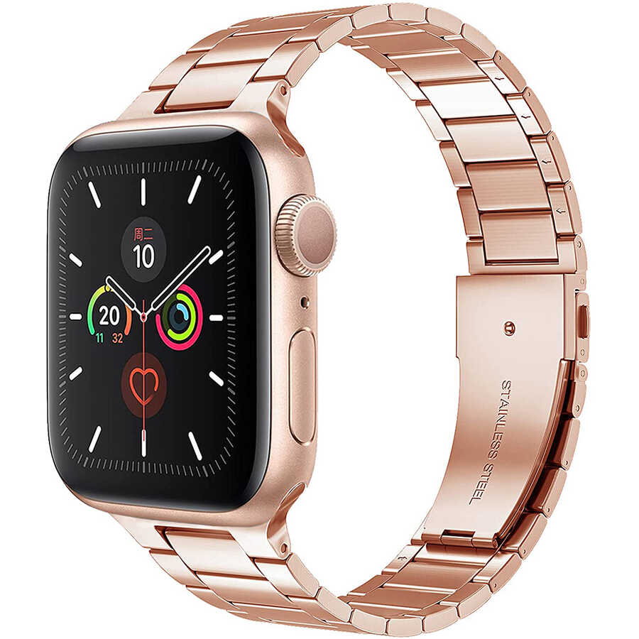 Apple Watch 38mm Uyumlu Wiwu Ultra Thin Steel Belt Three Beads Metal Kordon