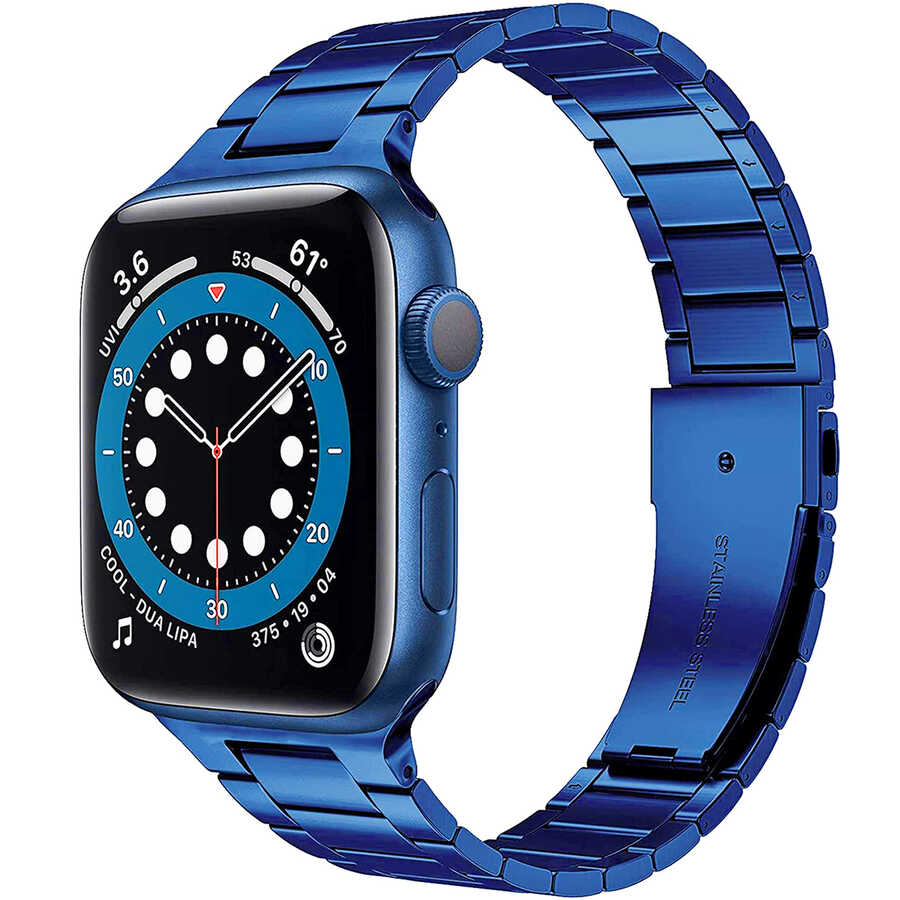 Apple Watch 38mm Uyumlu Wiwu Ultra Thin Steel Belt Three Beads Metal Kordon