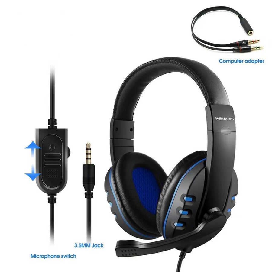 [RNZ-TA51375] Zore Yes Plus GM-111 Oyuncu Kulaklığı 3.5mm (Siyah-Mavi)
