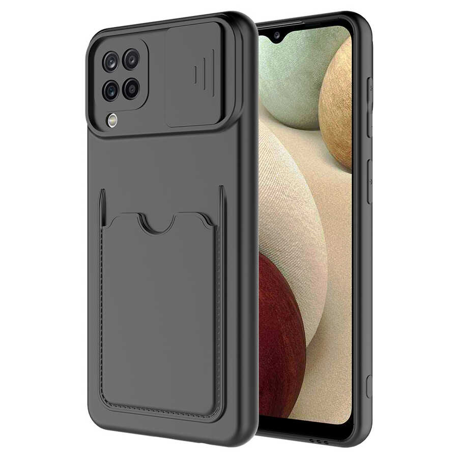 [RNZ-TA55205] Samsung Galaxy A12 Uyumlu Kılıf ​Zore Kartix Kapak (Siyah)