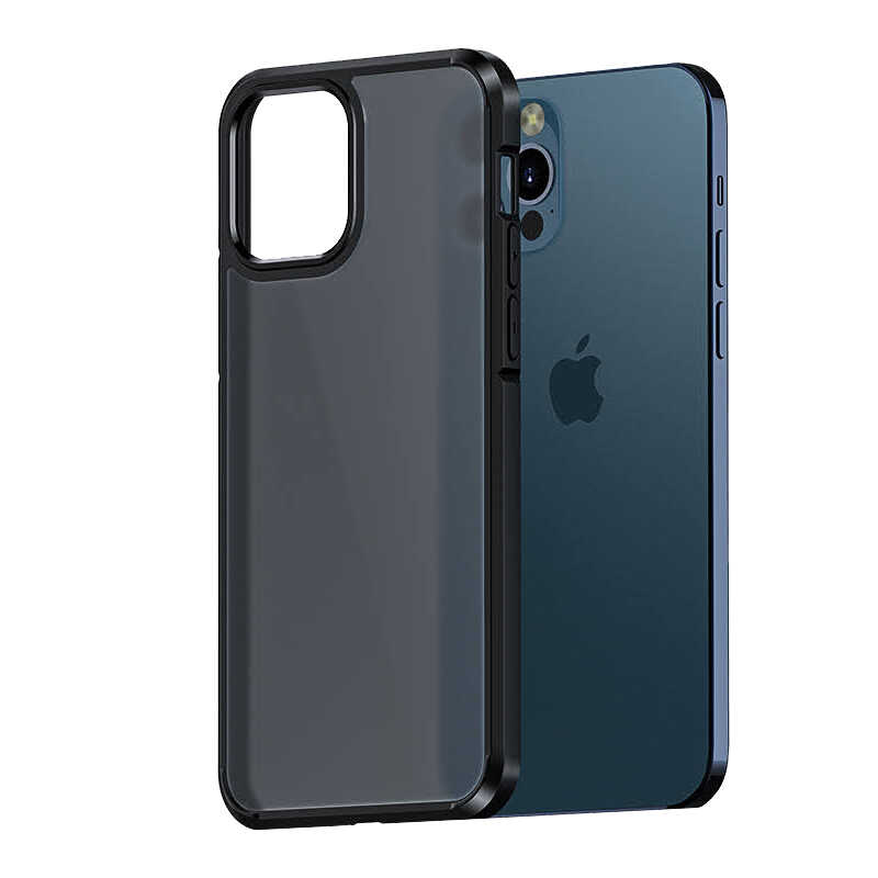 [RNZ-TA55854] Apple iPhone 12 Pro Max Uyumlu Kılıf Wlons H-Bom Kapak (Siyah)