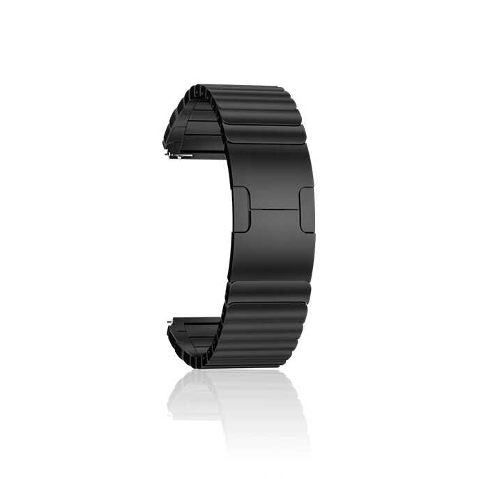 [RNZ-TA54889] Samsung Gear S3 22mm Uyumlu Kordon Paslanmaz Çelik Luxury Metal KRD-35 Kayış (Siyah)