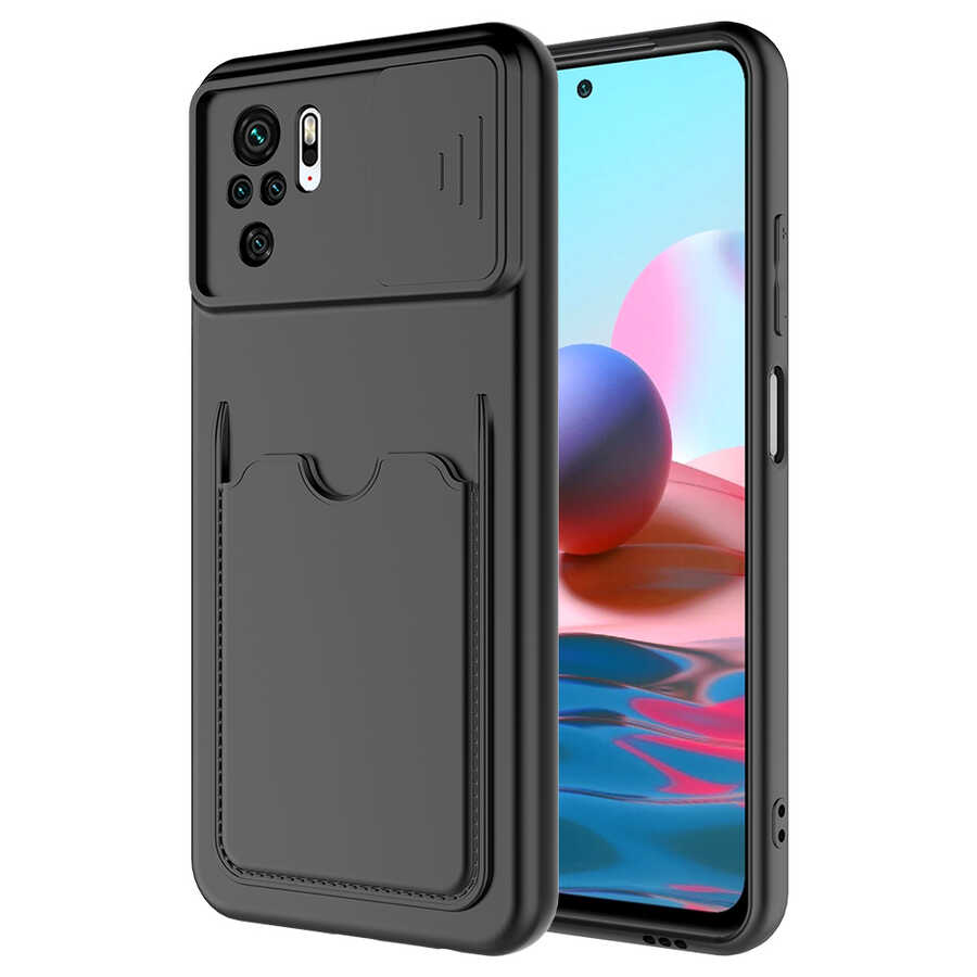 [RNZ-TA55345] Xiaomi Redmi Note 10S Uyumlu Kılıf ​Zore Kartix Kapak (Siyah)