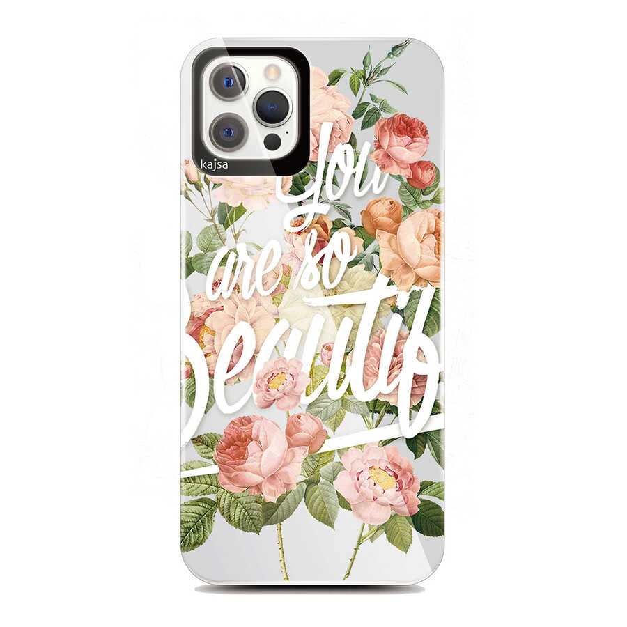 Apple iPhone 12 Pro Uyumlu Kılıf Kajsa Floral Kapak