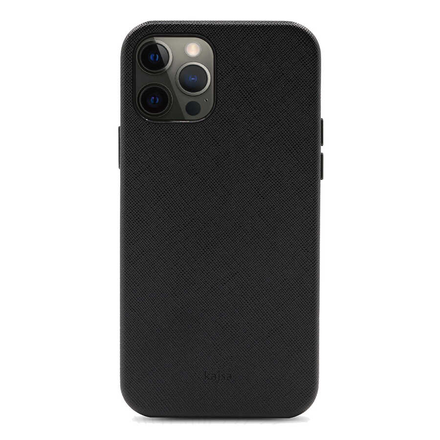[RNZ-TA56842] Apple iPhone 12 Pro Max Uyumlu Kılıf ​Kajsa Woven Kapak (Siyah)