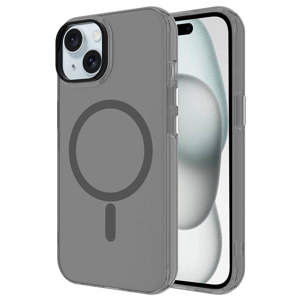 Apple iPhone 15 Uyumlu Kılıf Zore M-safe Şarj Özellikli Buzlu Transparan C-Pro Sert Kapak