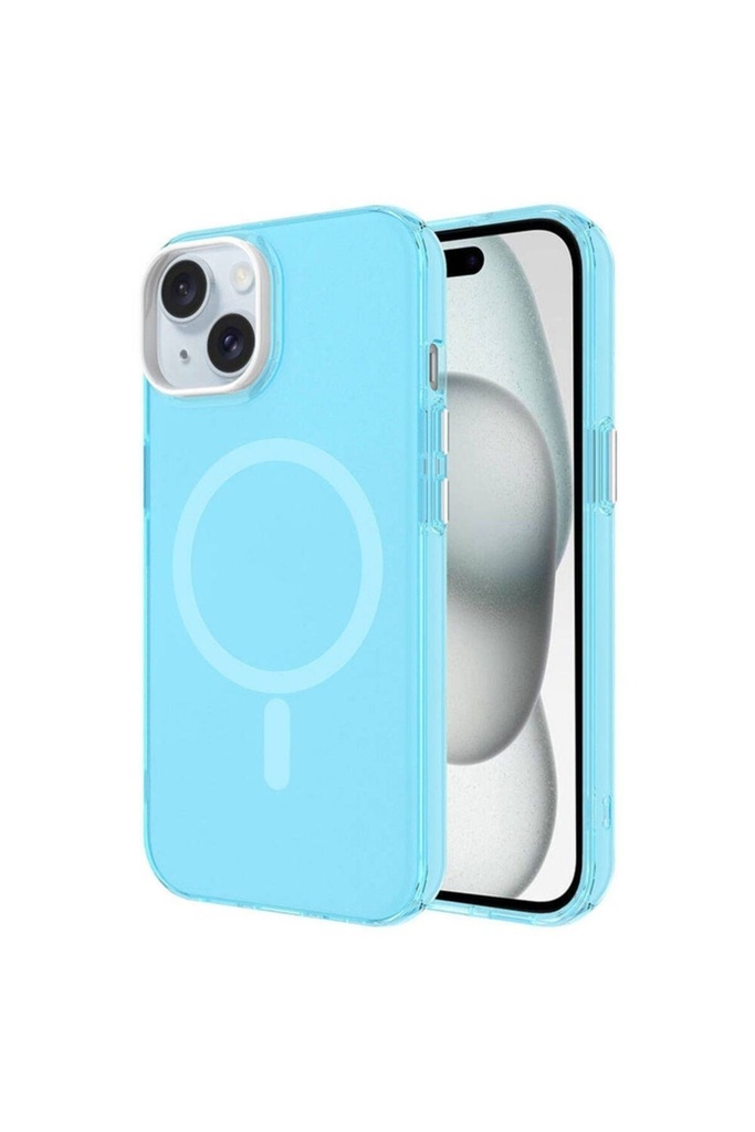 Apple iPhone 15 Uyumlu Kılıf Zore M-safe Şarj Özellikli Buzlu Transparan C-Pro Sert Kapak