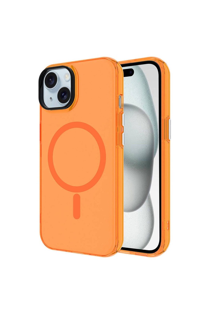 Apple iPhone 15 Uyumlu Kılıf Zore M-safe Şarj Özellikli Buzlu Transparan C-Pro Sert Kapak