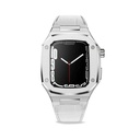 ​​​Apple Watch 44mm Uyumlu Kordon Deri Kordon Metal Kasa Korumalı Luxury KRD-67 Kayış
