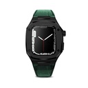 ​​​Apple Watch 44mm Uyumlu Kordon Deri Kordon Metal Kasa Korumalı Luxury KRD-67 Kayış