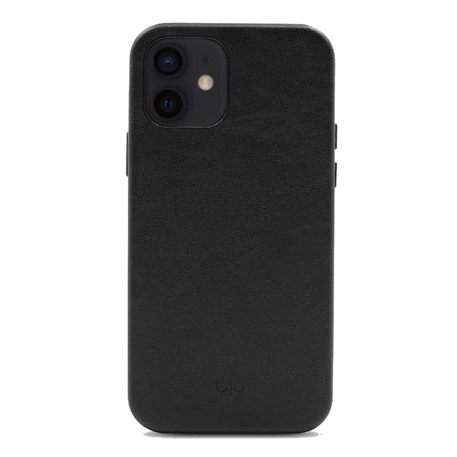 [RNZ-TA56798] Apple iPhone 12 Uyumlu Kılıf ​Kajsa Crazy Horse Kapak (Siyah)