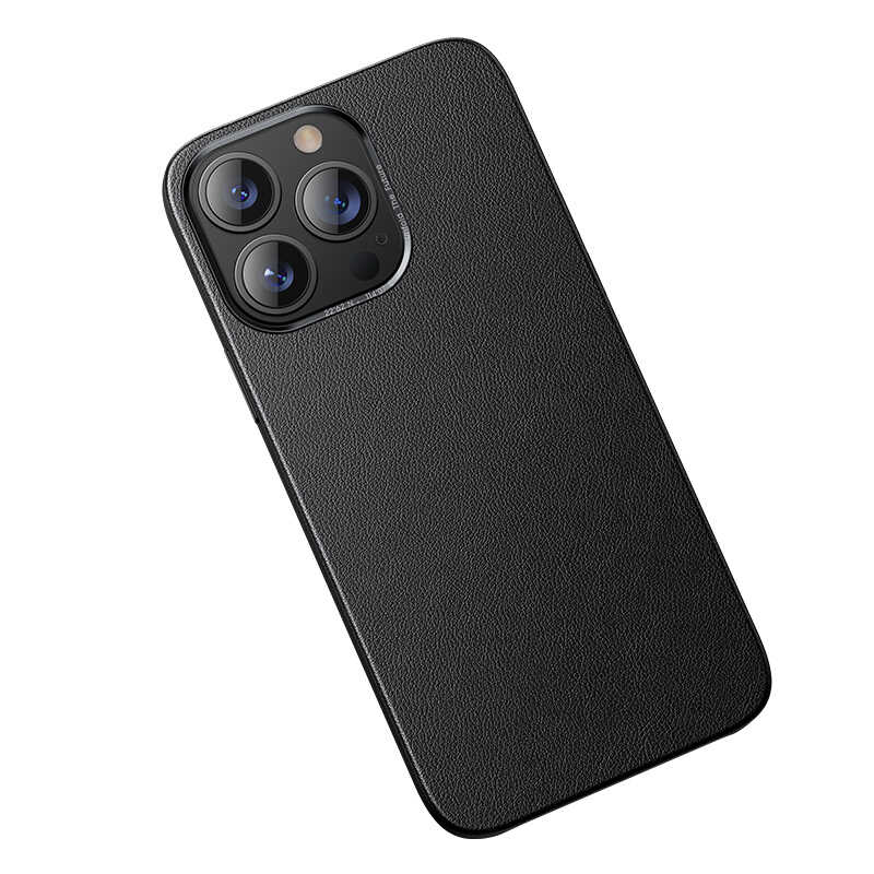 [RNZ-TA58229] Apple iPhone 13 Pro Max Uyumlu Kılıf Benks Magnetic Hakiki Deri Kılıf (Siyah)