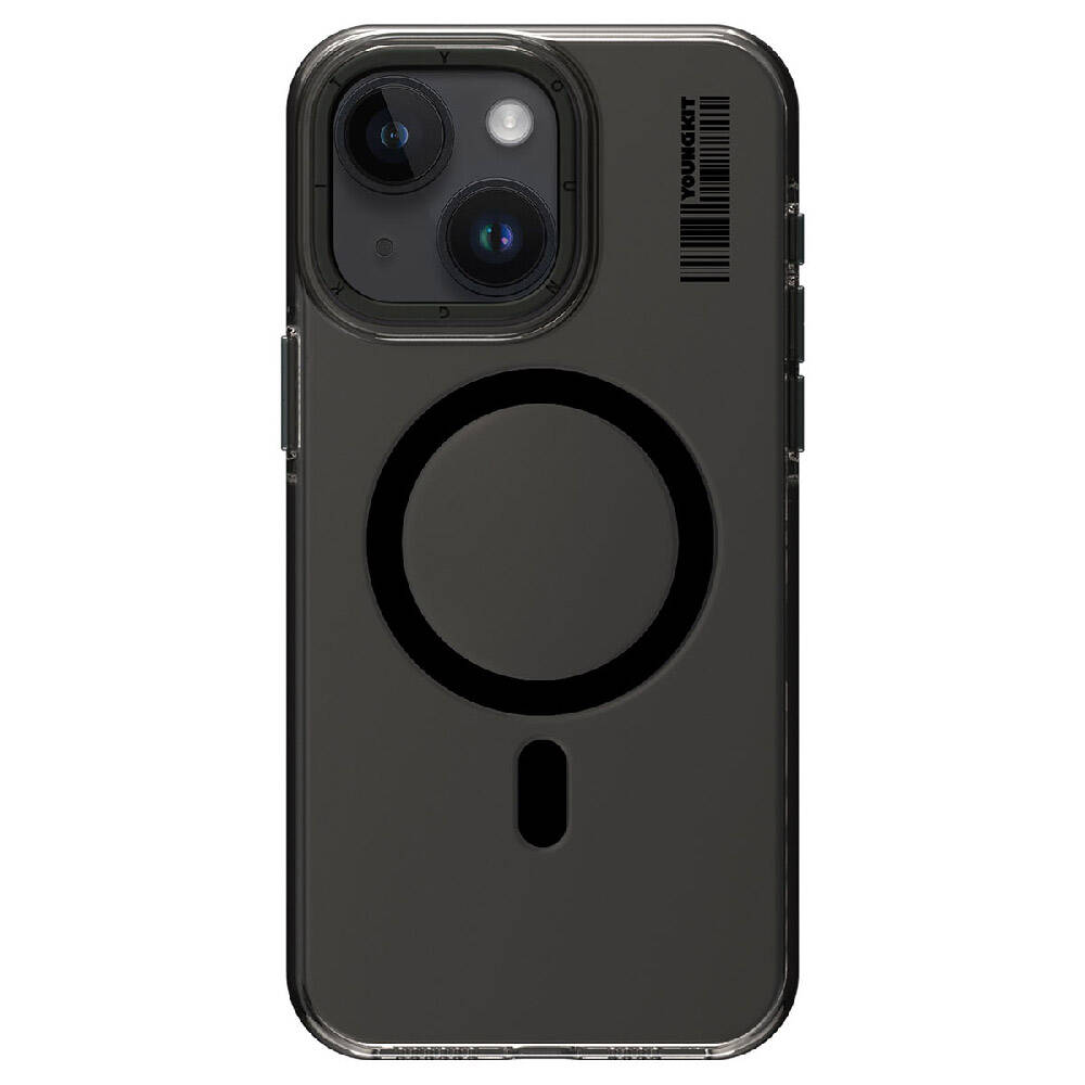 [RNZ-TA96985] Apple iPhone 15 Plus Uyumlu Kılıf M-safe Şarj Özellikli Şeffaf Youngkit Crystal Shield Serisi Kapak (Siyah)