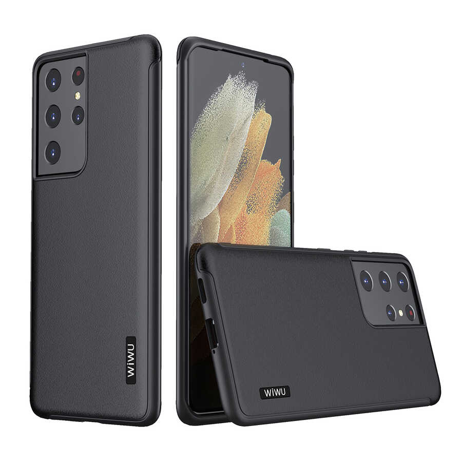 [RNZ-TA58719] Samsung Galaxy S21 Ultra Uyumlu Kılıf ​​​​​Wiwu Sand Stone Kapak (Siyah)