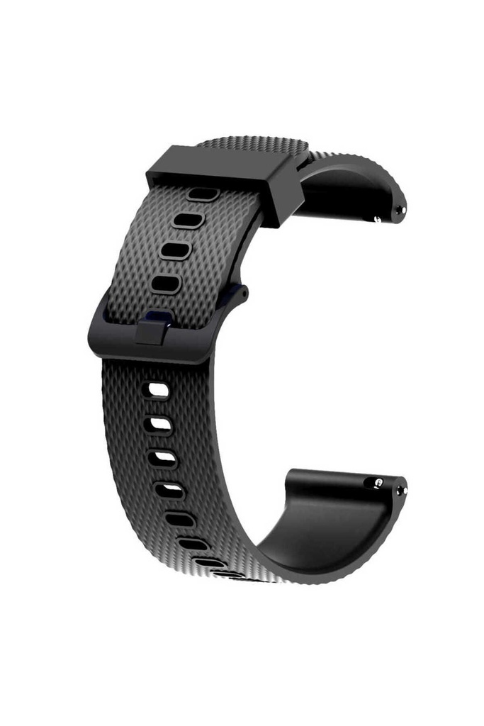 [RNZ-TA58758] Samsung Gear S2 Uyumlu KRD-46 20mm Uyumlu Kordon Silikon Tırtıllı Yumuşak Esnek KRD-46 Kayış (Siyah)