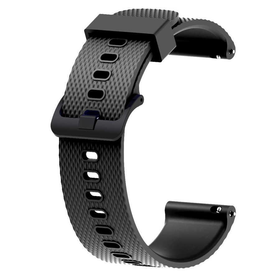 [RNZ-TA58798] Huawei GT2 42mm Uyumlu Kordon Silikon Tırtıllı Yumuşak Esnek KRD-46 Kayış (Siyah)