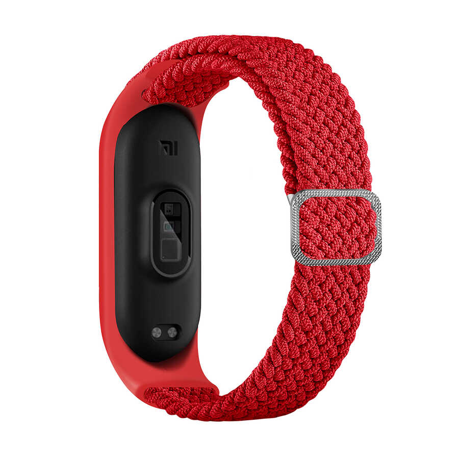 Xiaomi Mi Band 4 Uyumlu Kordon Örgü İşlemeli Yumuşak Hasır KRD-49 Kayış