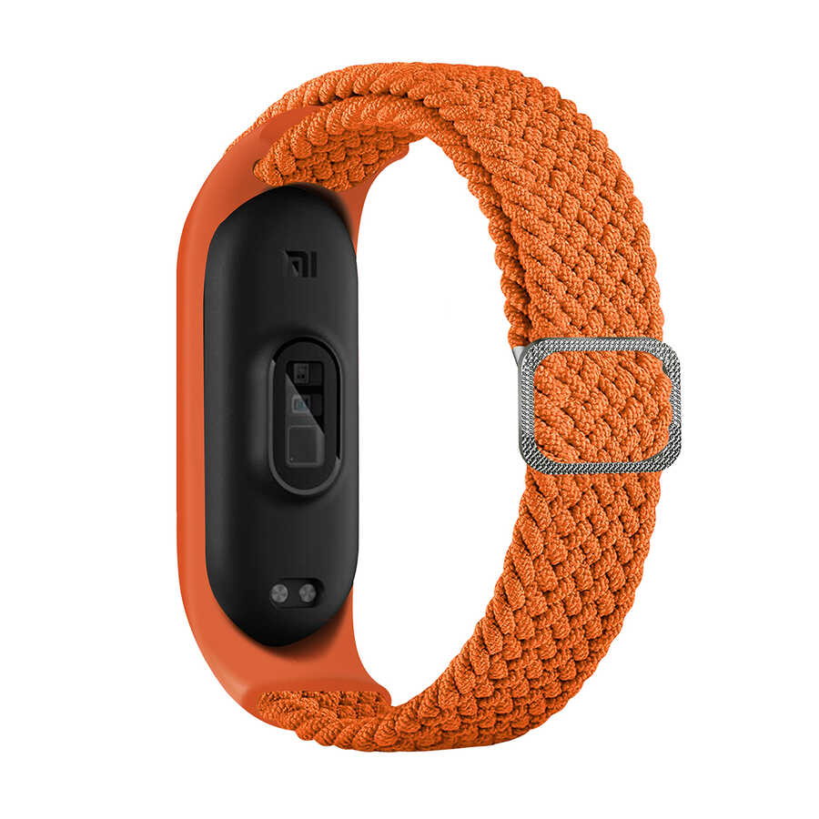 Xiaomi Mi Band 4 Uyumlu Kordon Örgü İşlemeli Yumuşak Hasır KRD-49 Kayış