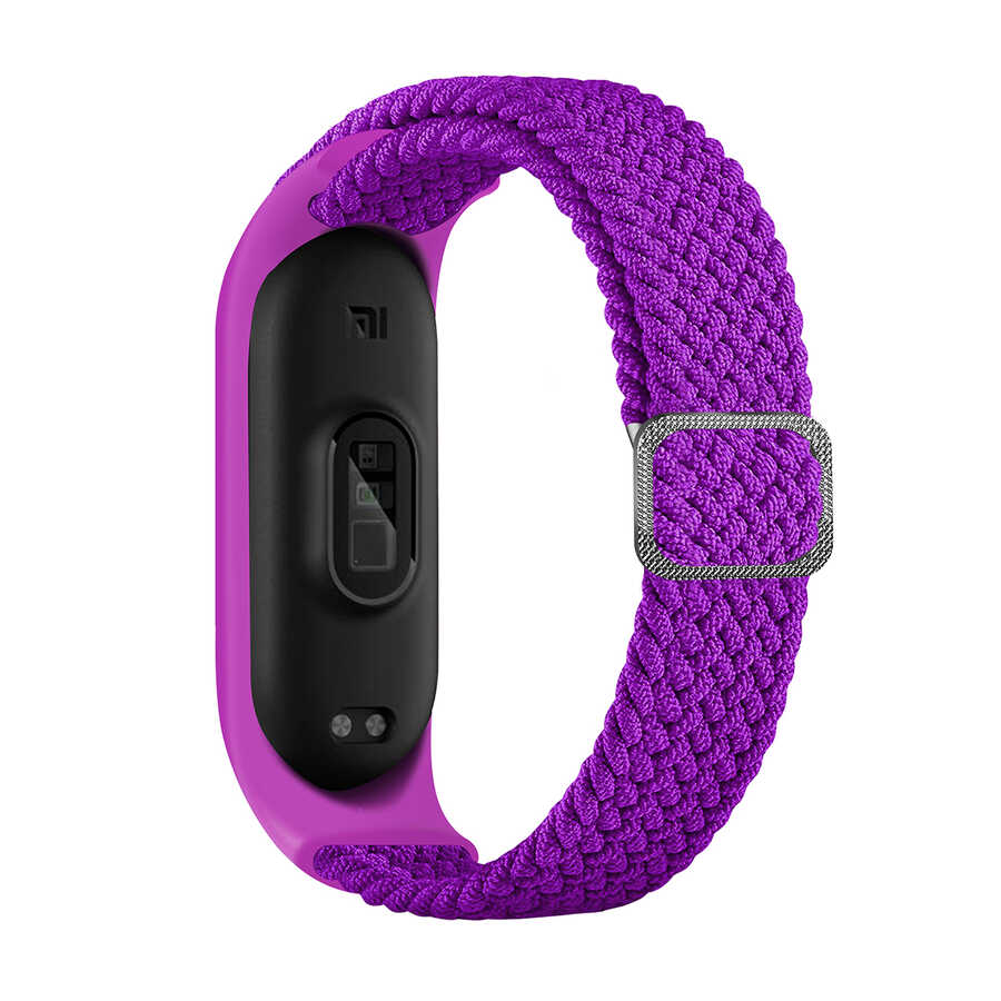 Xiaomi Mi Band 4 Uyumlu Kordon Örgü İşlemeli Yumuşak Hasır KRD-49 Kayış