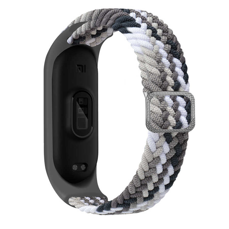 Xiaomi Mi Band 5 Uyumlu Kordon Örgü İşlemeli Yumuşak Hasır KRD-49 Kayış