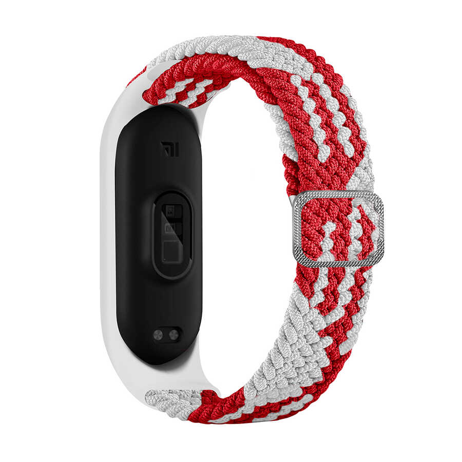 Xiaomi Mi Band 5 Uyumlu Kordon Örgü İşlemeli Yumuşak Hasır KRD-49 Kayış