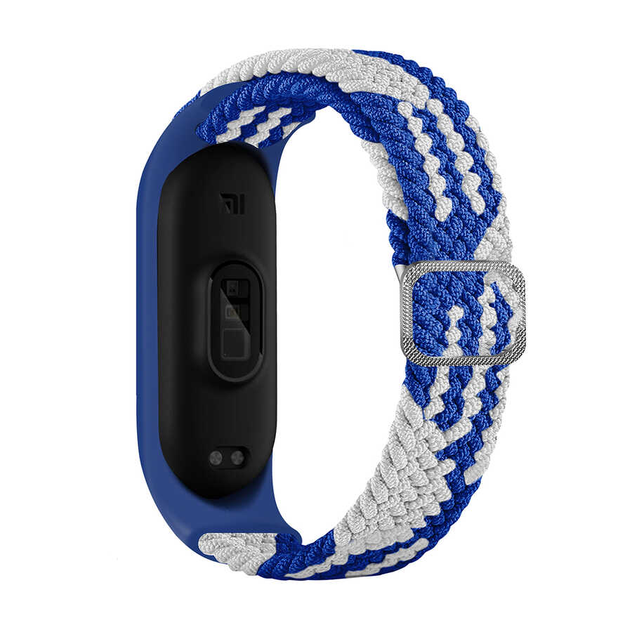 Xiaomi Mi Band 5 Uyumlu Kordon Örgü İşlemeli Yumuşak Hasır KRD-49 Kayış