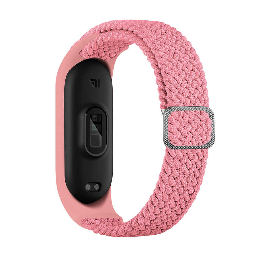 Xiaomi Mi Band 6 Uyumlu Kordon Örgü İşlemeli Yumuşak Hasır KRD-49 Kayış