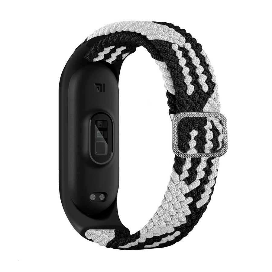 Xiaomi Mi Band 6 Uyumlu Kordon Örgü İşlemeli Yumuşak Hasır KRD-49 Kayış