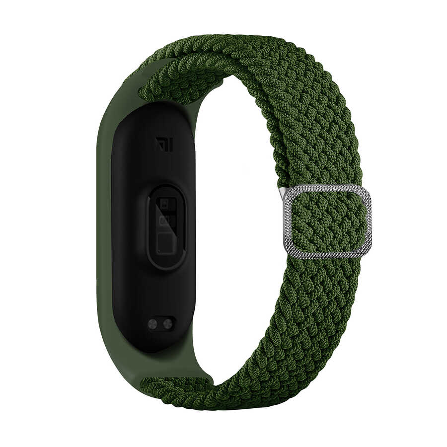 Xiaomi Mi Band 6 Uyumlu Kordon Örgü İşlemeli Yumuşak Hasır KRD-49 Kayış