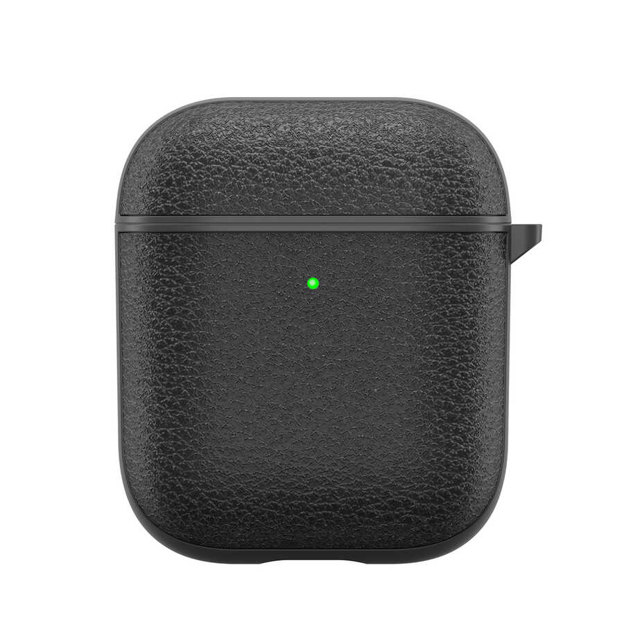 [RNZ-TA59699] Apple Airpods Uyumlu Kılıf Wiwu Calfskin Kılıf (Siyah)