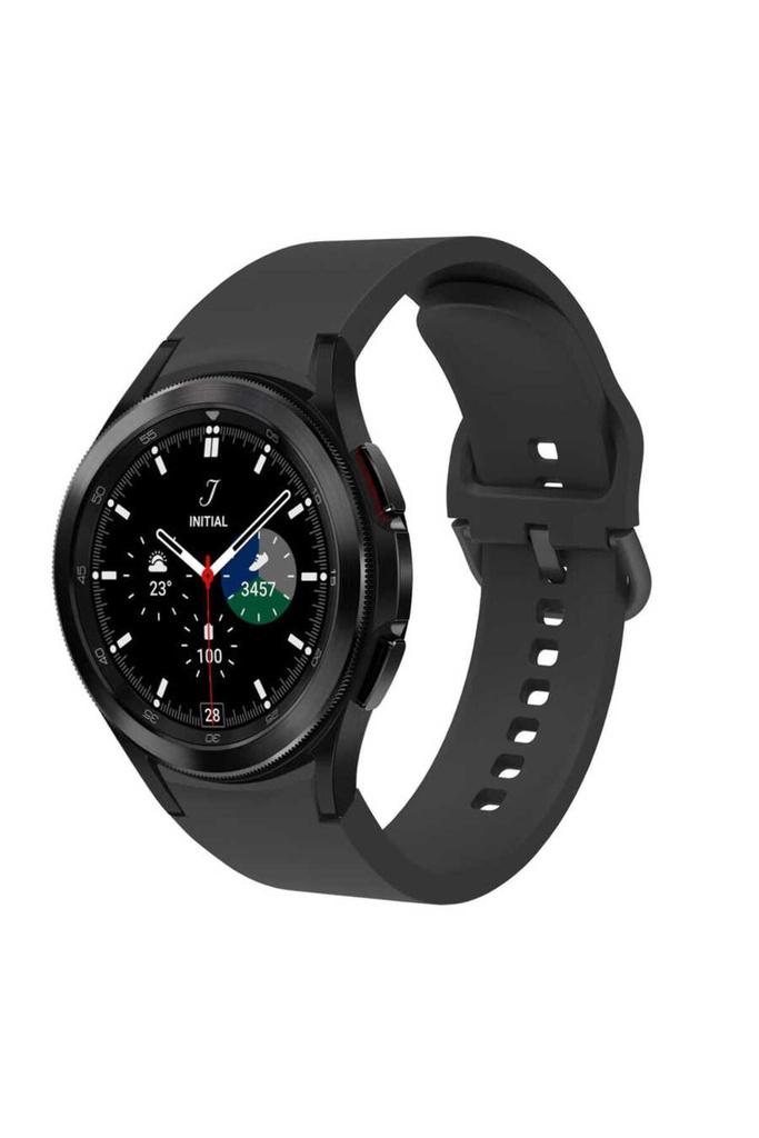 [RNZ-TA59243] Samsung Galaxy Watch 4 Classic 42mm Uyumlu Kordon Silikon Spor Görünümlü Esnek Yumuşak KRD-50 Kayış (Siyah)