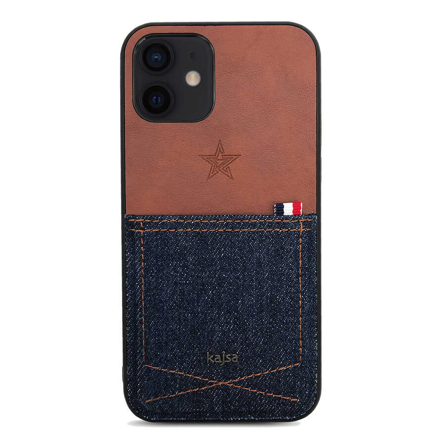 Apple iPhone 12 Uyumlu Kılıf Kajsa Denim Kapak