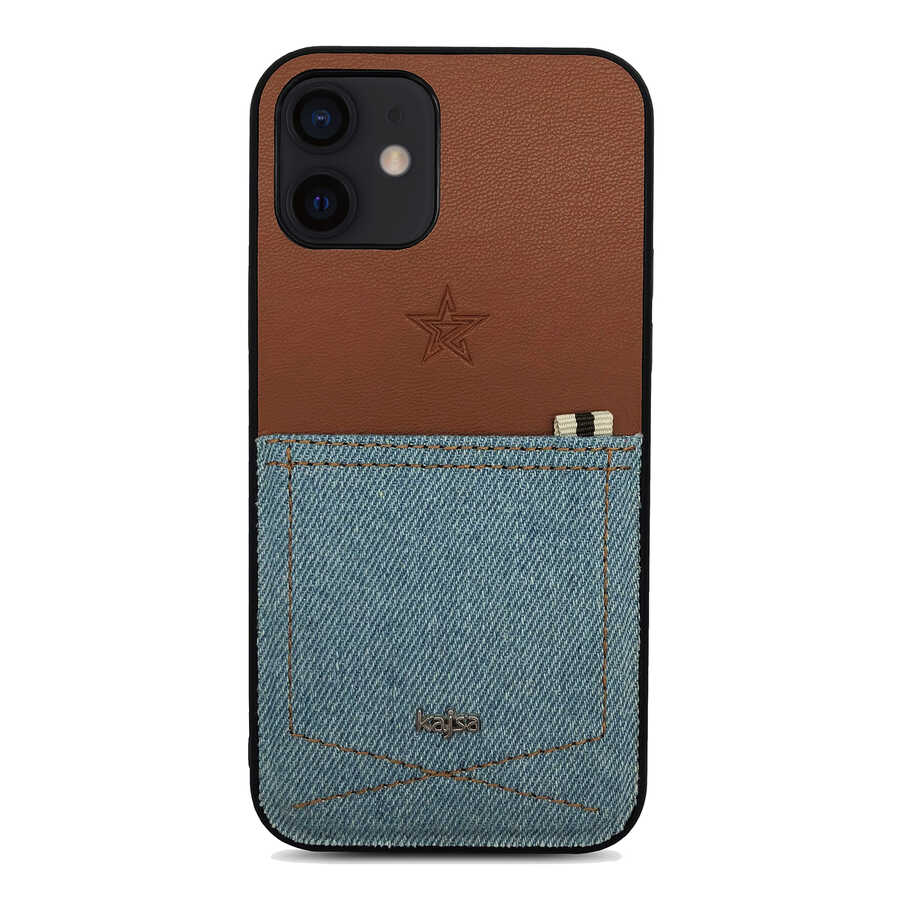 Apple iPhone 12 Uyumlu Kılıf Kajsa Denim Kapak