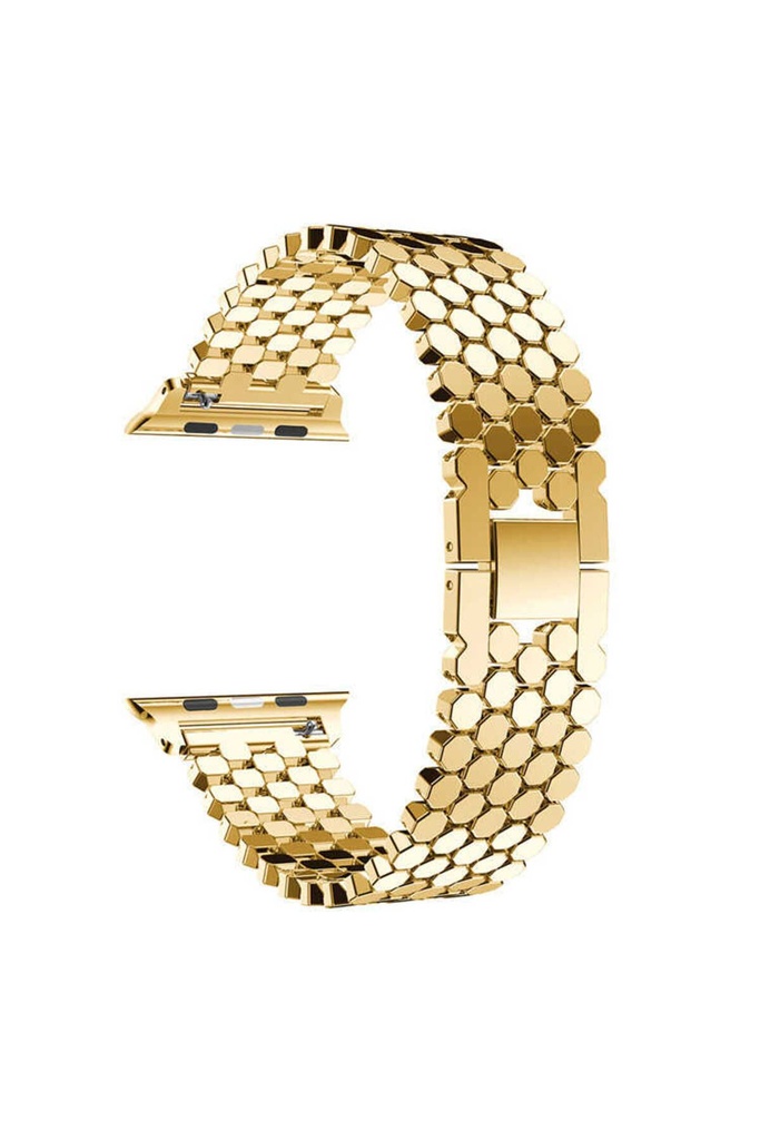 Apple Watch 44mm Uyumlu Kordon Metal Bal Peteği Şık Tasarım KRD-30 Kayış