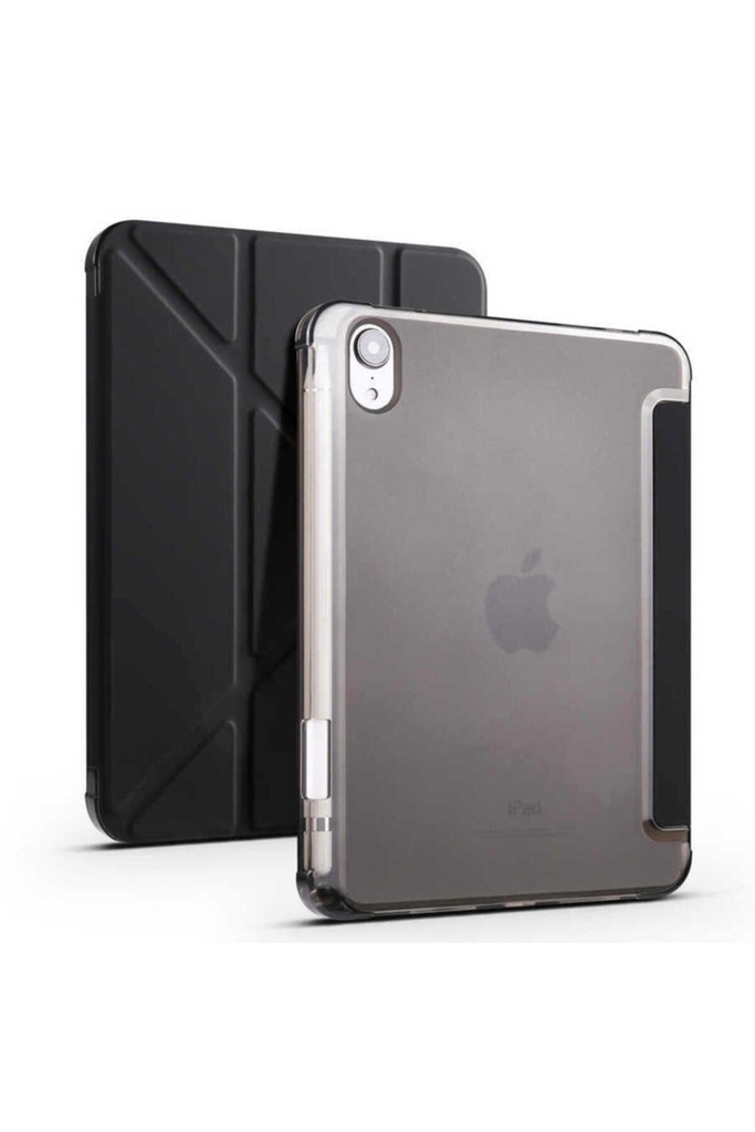 [RNZ-TA60854] Apple iPad Mini 2021 (6.Nesil) Uyumlu Kılıf Zore Tri Folding Kalem Bölmeli Standlı Kılıf (Siyah)